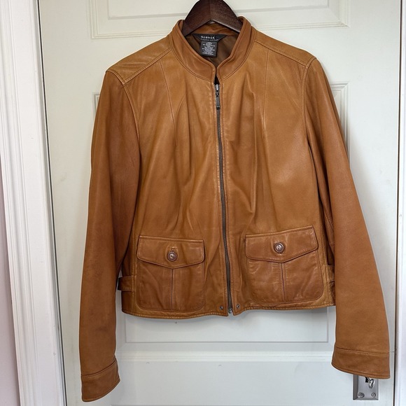 George Jackets & Blazers - George Designs By Mark Eisen Women's Brown Leather Jacket Size XL Soft Moto Zip